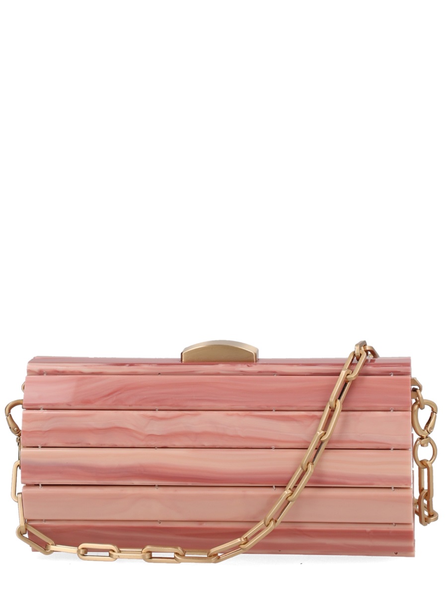 Cult Gaia Cylindrical Ribbed Segmented Acrylic Clutch Bag Bruin