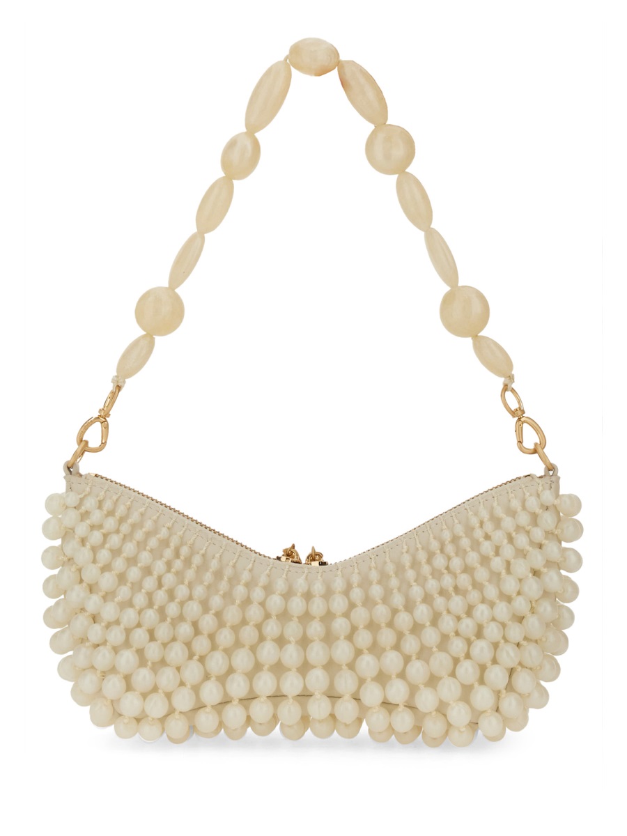 Cult Gaia Neutrals Mercier Beaded Crescent Clutch bag Neutraal