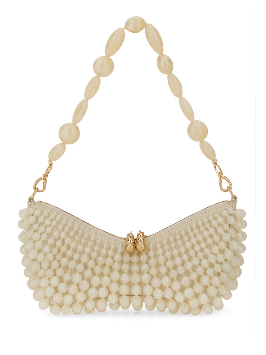 Cult Gaia Neutrals Mercier Beaded Crescent Clutch bag Neutraal