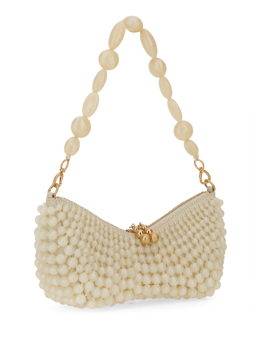 Cult Gaia Neutrals Mercier Beaded Crescent Clutch bag Neutraal