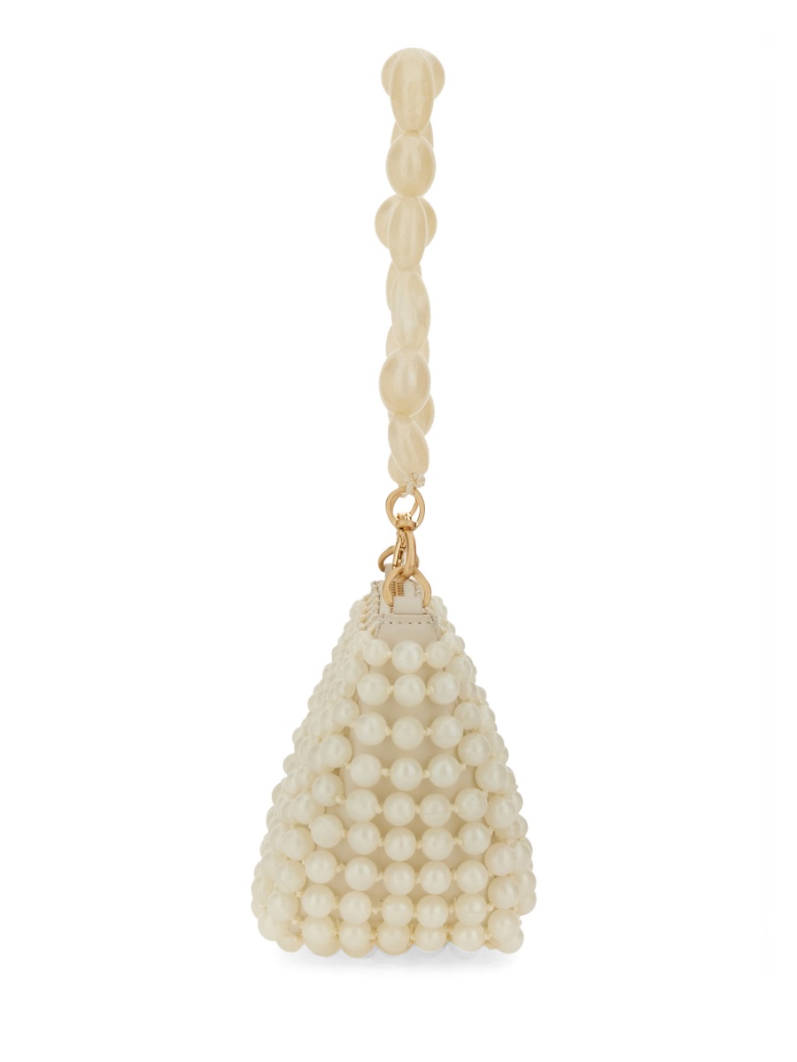 Cult Gaia Neutrals Mercier Beaded Crescent Clutch bag Neutraal