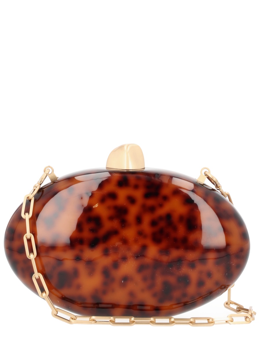 Cult Gaia Eviana Acrylic Tortoiseshell Oval Clutch Bruin
