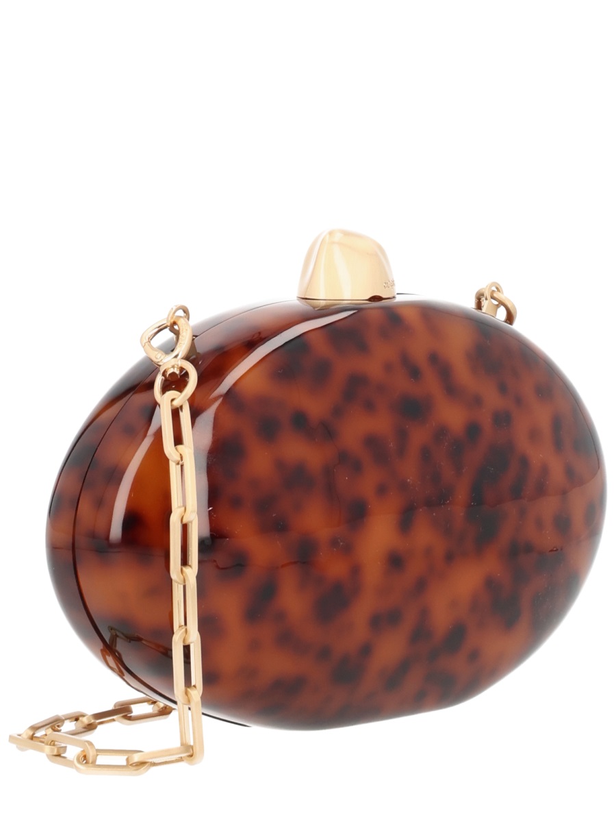 Cult Gaia Eviana Acrylic Tortoiseshell Oval Clutch Bruin