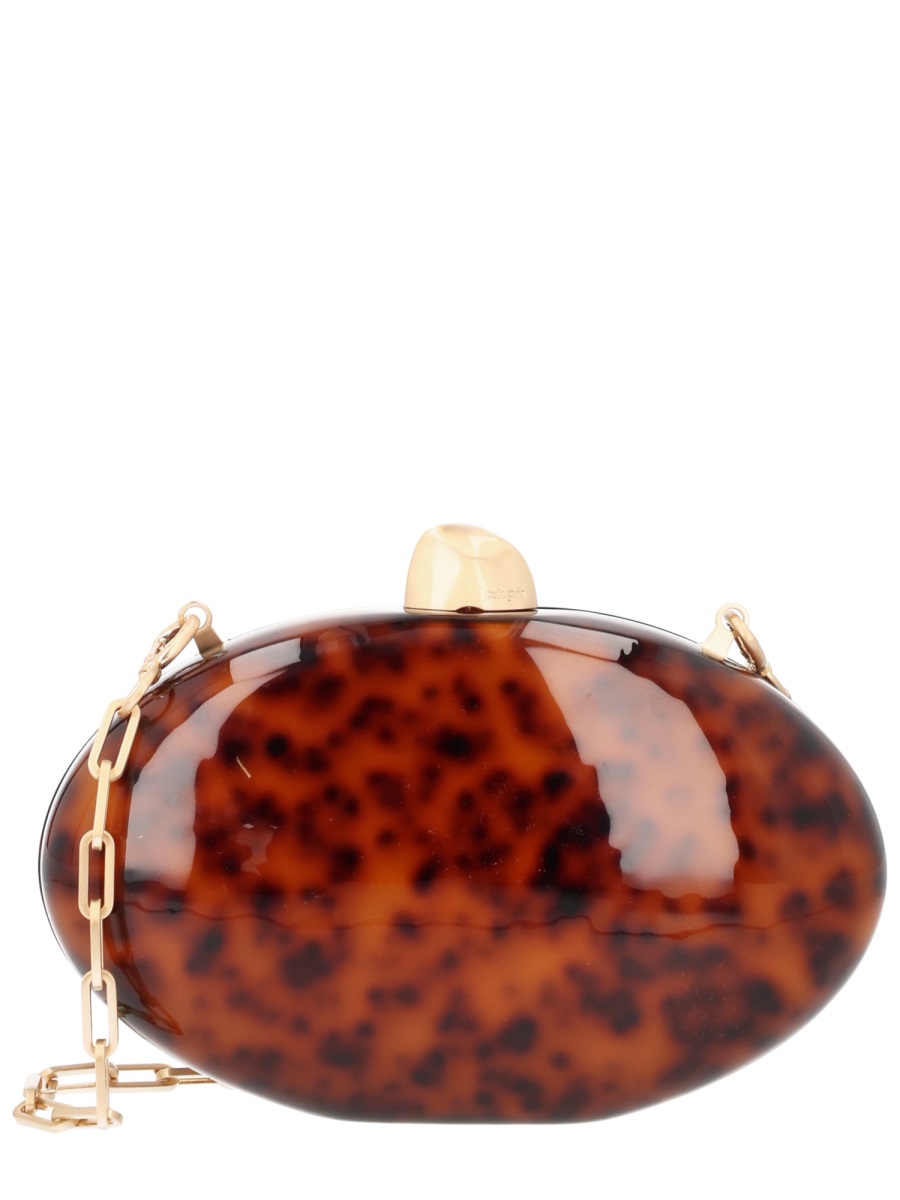 Cult Gaia Eviana Acrylic Tortoiseshell Oval Clutch Bruin