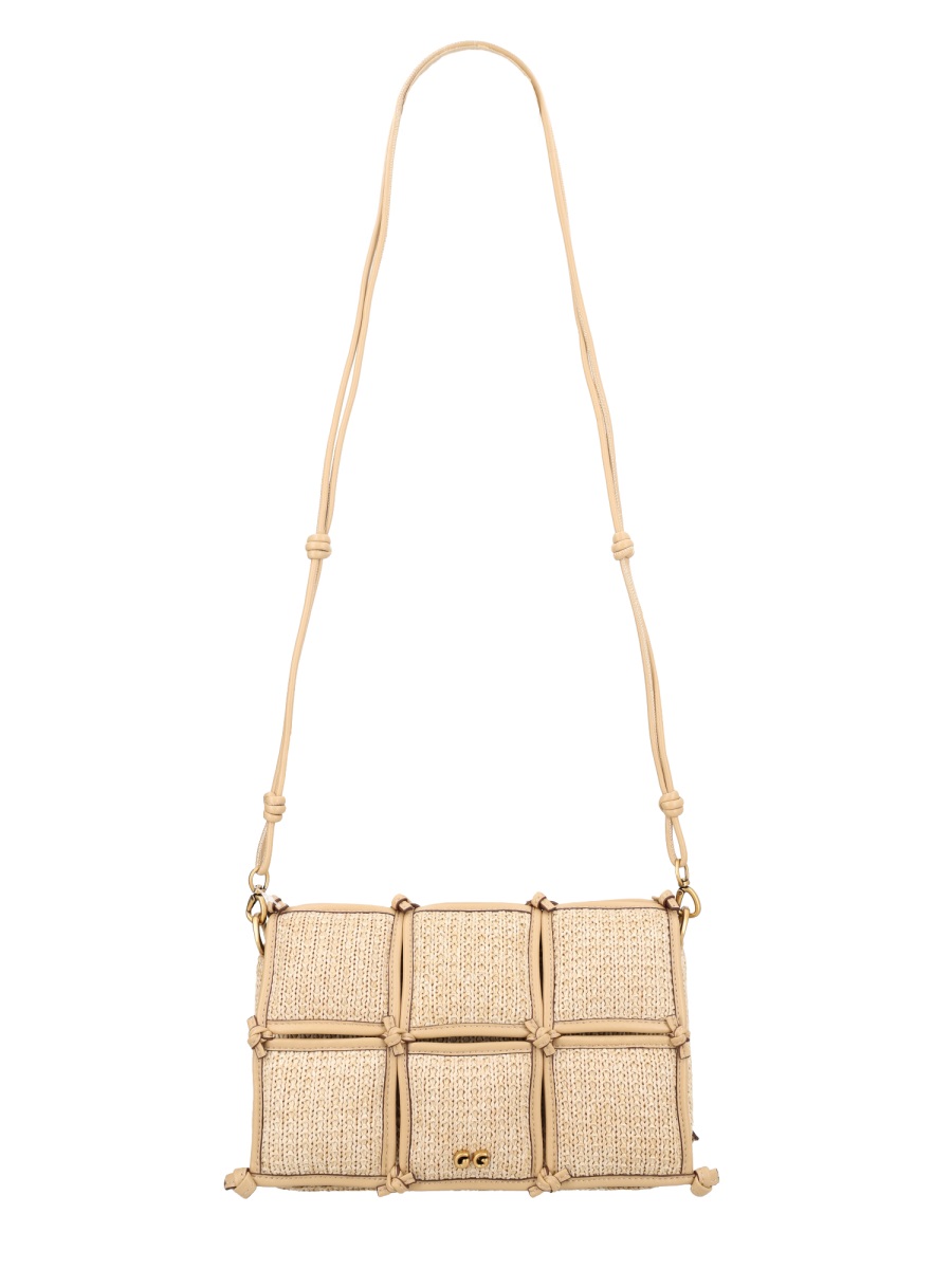 Cult Gaia Gaia Puff Woven Raffia Shoulder Bag Neutraal