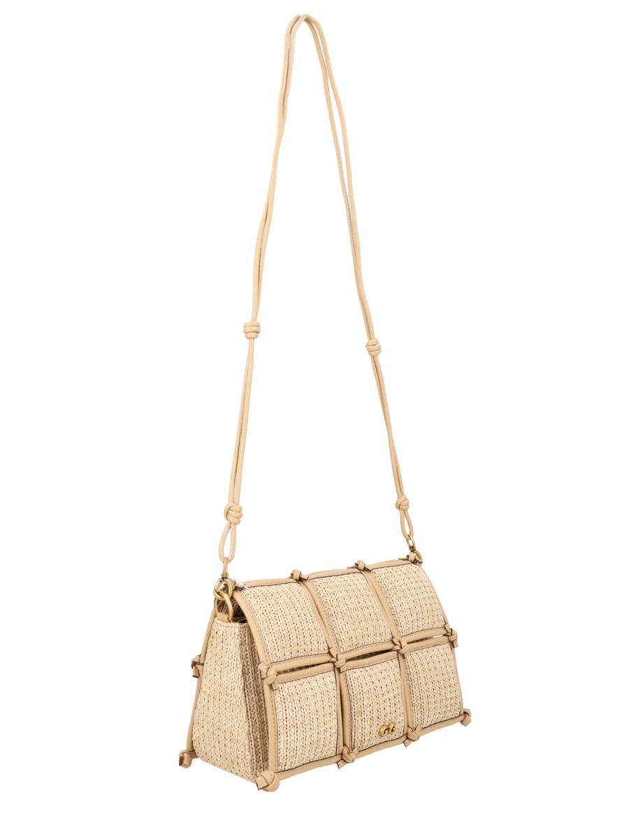 Cult Gaia Gaia Puff Woven Raffia Shoulder Bag Neutraal