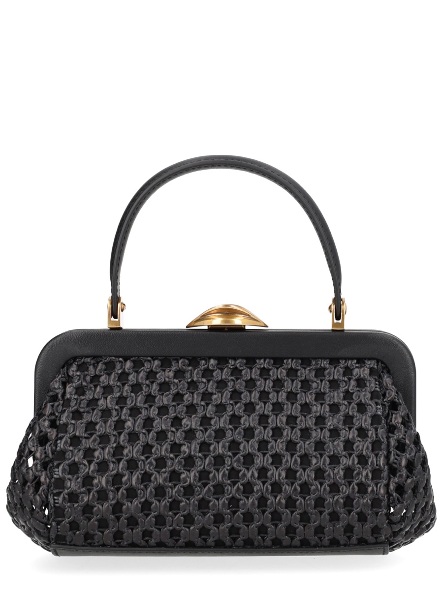 Cult Gaia Zuma Mini Woven Clasp Clutch Zwart