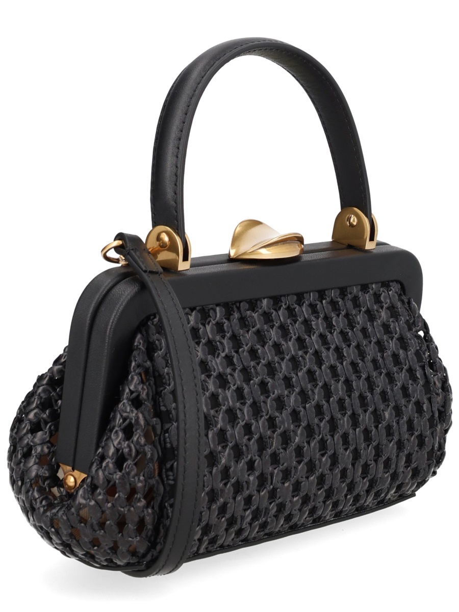 Cult Gaia Zuma Mini Woven Clasp Clutch Zwart
