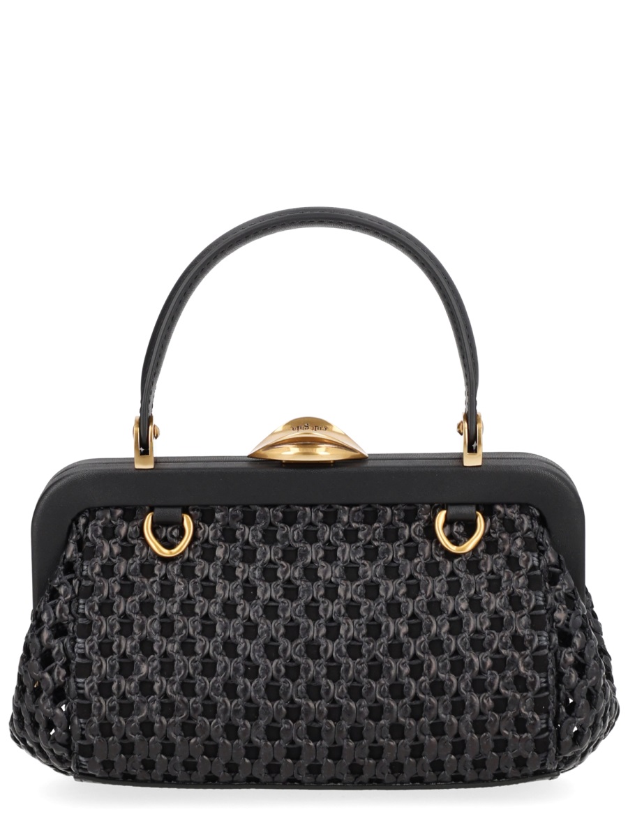 Cult Gaia Zuma Mini Woven Clasp Clutch Zwart