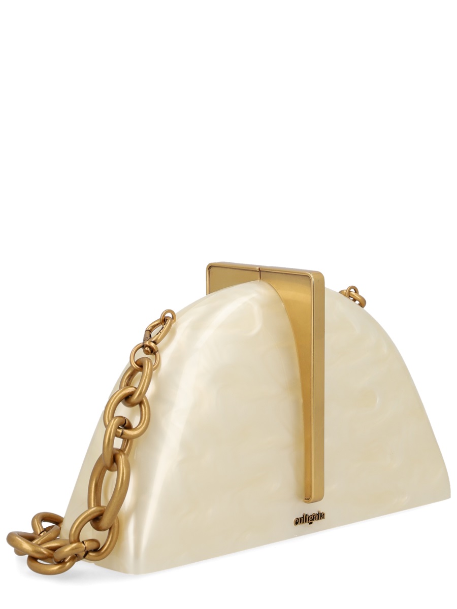 Cult Gaia Laguna Glossy Acrylic Gold Clutch Neutraal