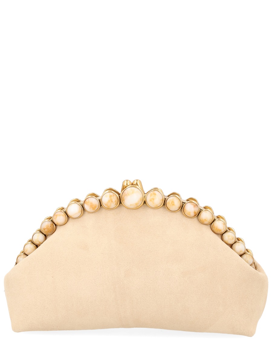 Cult Gaia Una Leather Crescent Clasp Clutch Neutraal