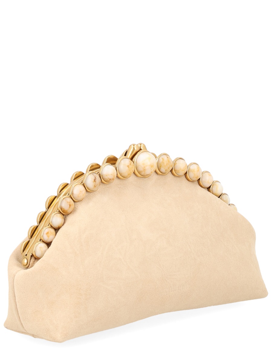 Cult Gaia Una Leather Crescent Clasp Clutch Neutraal