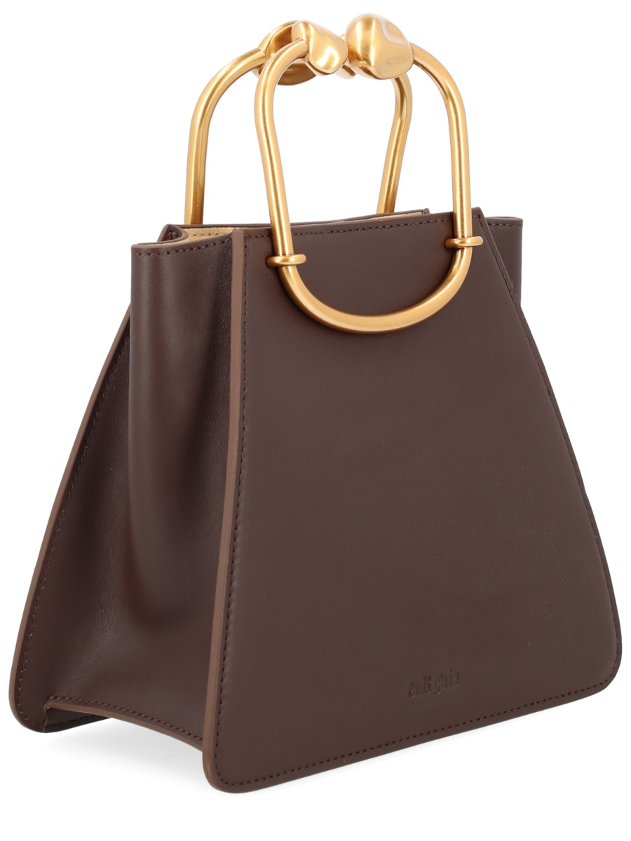 Cult Gaia Brown Maxine Structured Leather Handbag Grijs