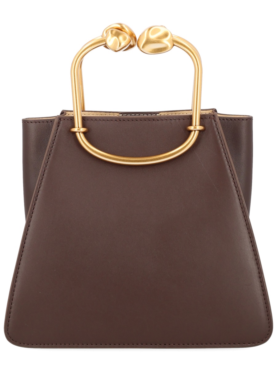 Cult Gaia Brown Maxine Structured Leather Handbag Grijs