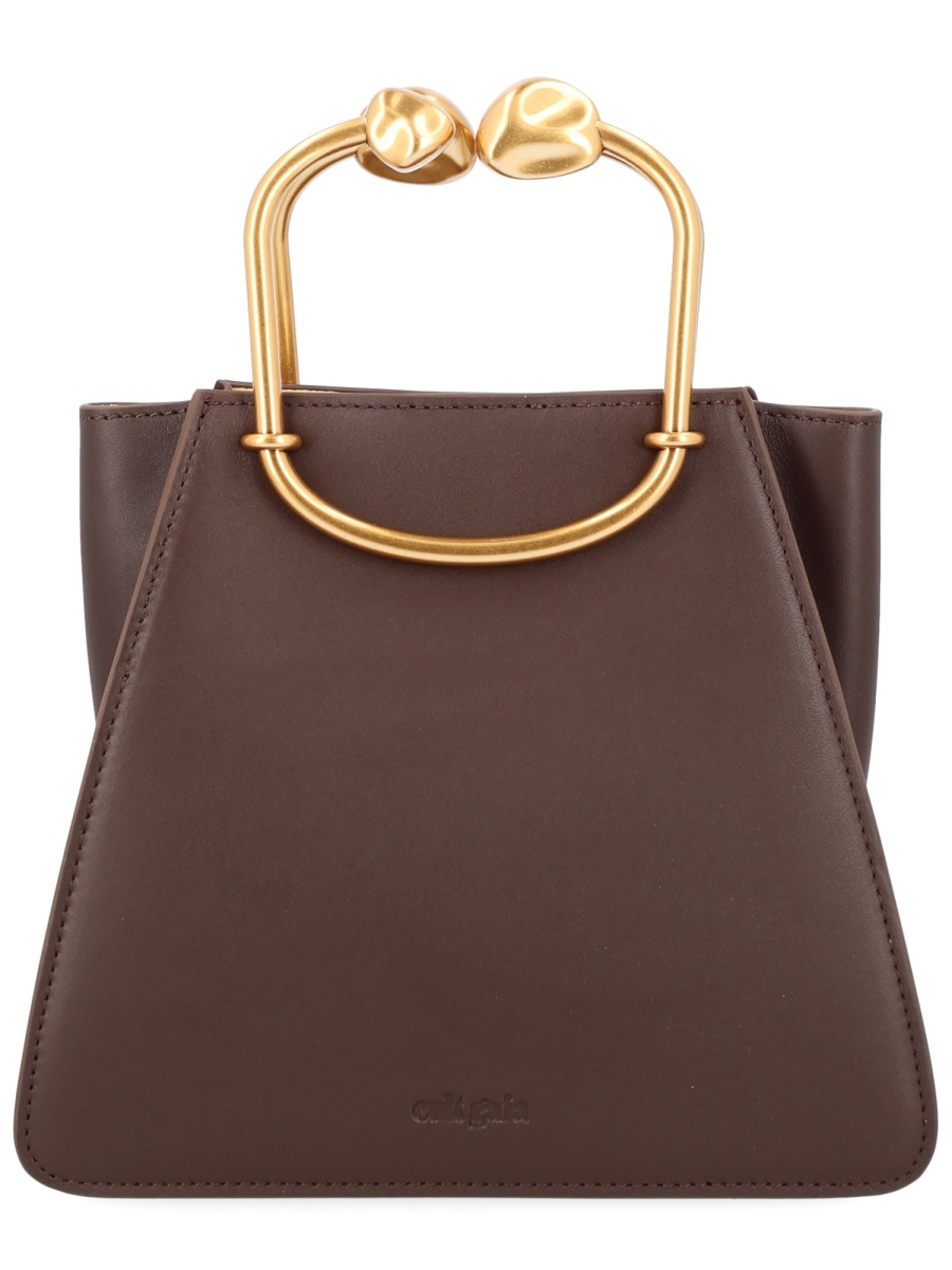 Cult Gaia Brown Maxine Structured Leather Handbag Grijs