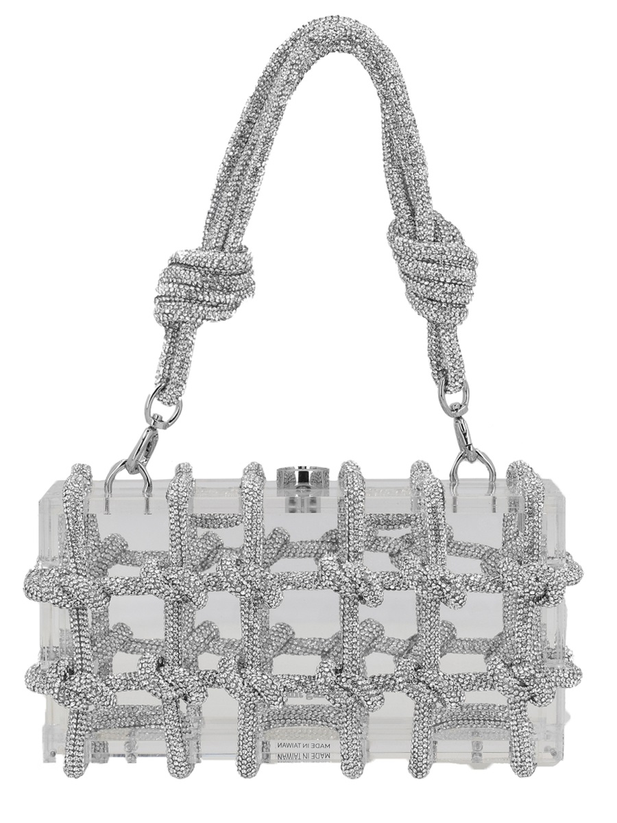 Cult Gaia Bess Acrylic Knotted Lattice Handbag Grijs