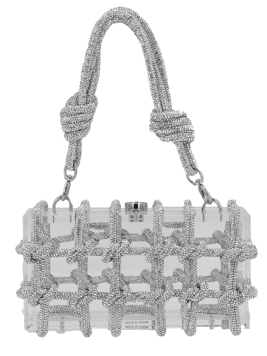 Cult Gaia Bess Acrylic Knotted Lattice Handbag Grijs