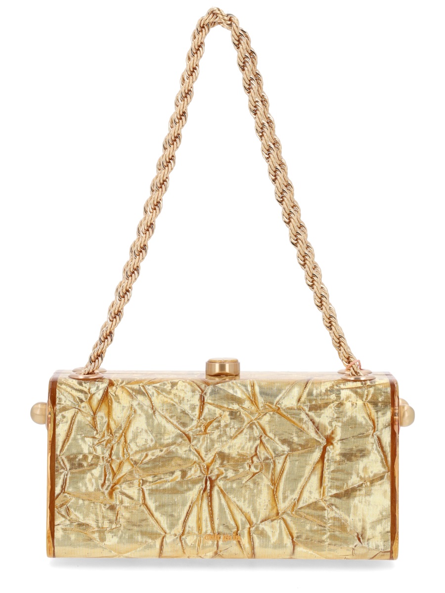 Cult Gaia Hajar Crinkled Metallic Clasp Shoulder Bag Neutraal