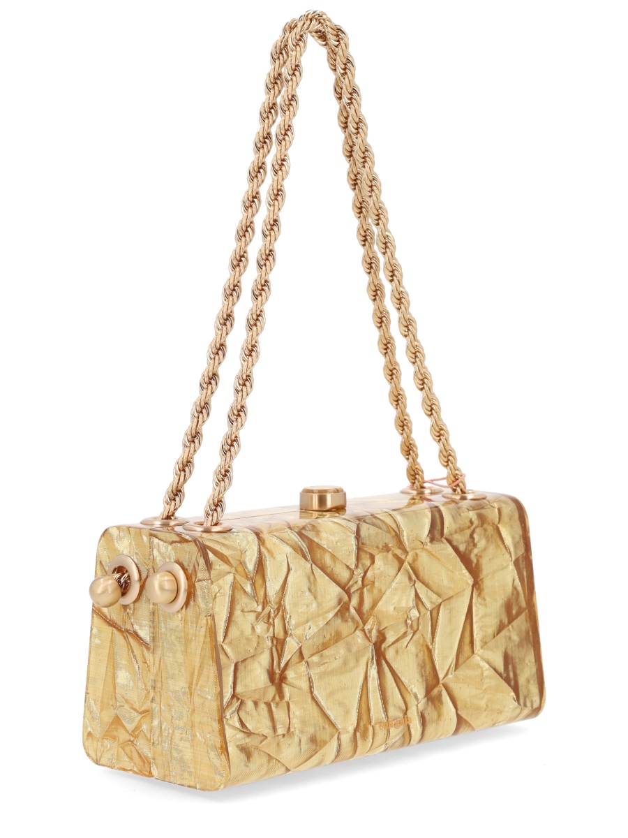 Cult Gaia Hajar Crinkled Metallic Clasp Shoulder Bag Neutraal