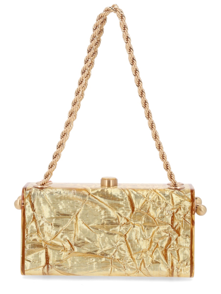 Cult Gaia Hajar Crinkled Metallic Clasp Shoulder Bag Neutraal