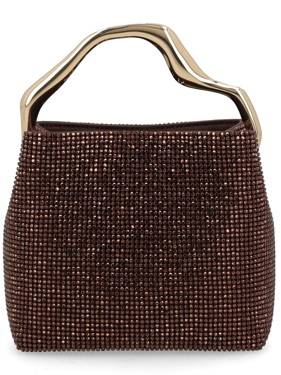 Cult Gaia Solene Mini Rhinestone Mesh Handbag Zwart