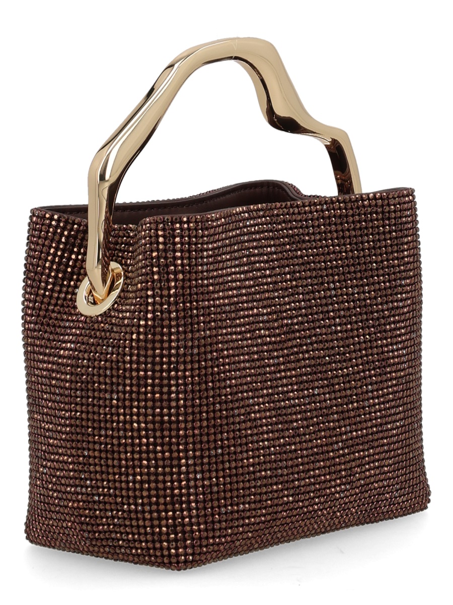 Cult Gaia Solene Mini Rhinestone Mesh Handbag Zwart