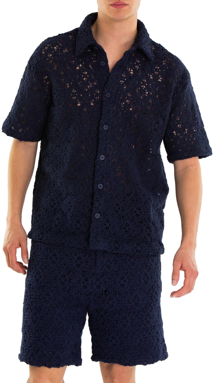 Daily Paper Heren Lace Shield Shirt Blauw Blauw