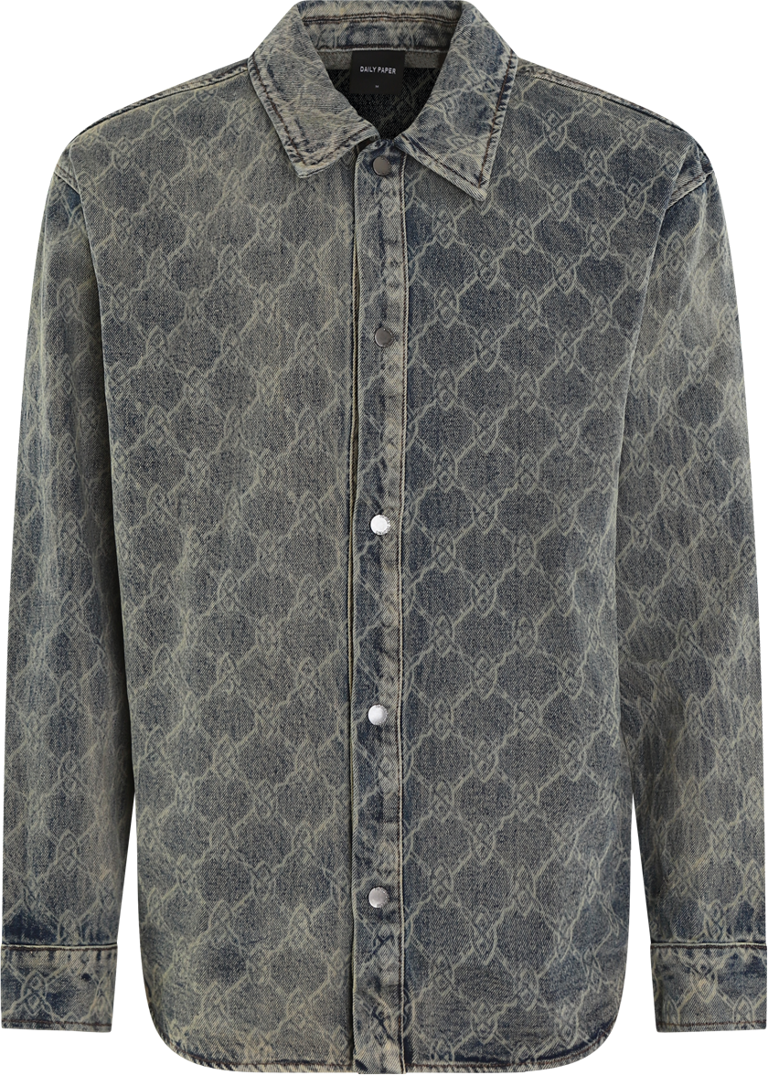 Daily Paper Heren Shield Laser Denim Shirt Grijs Blauw