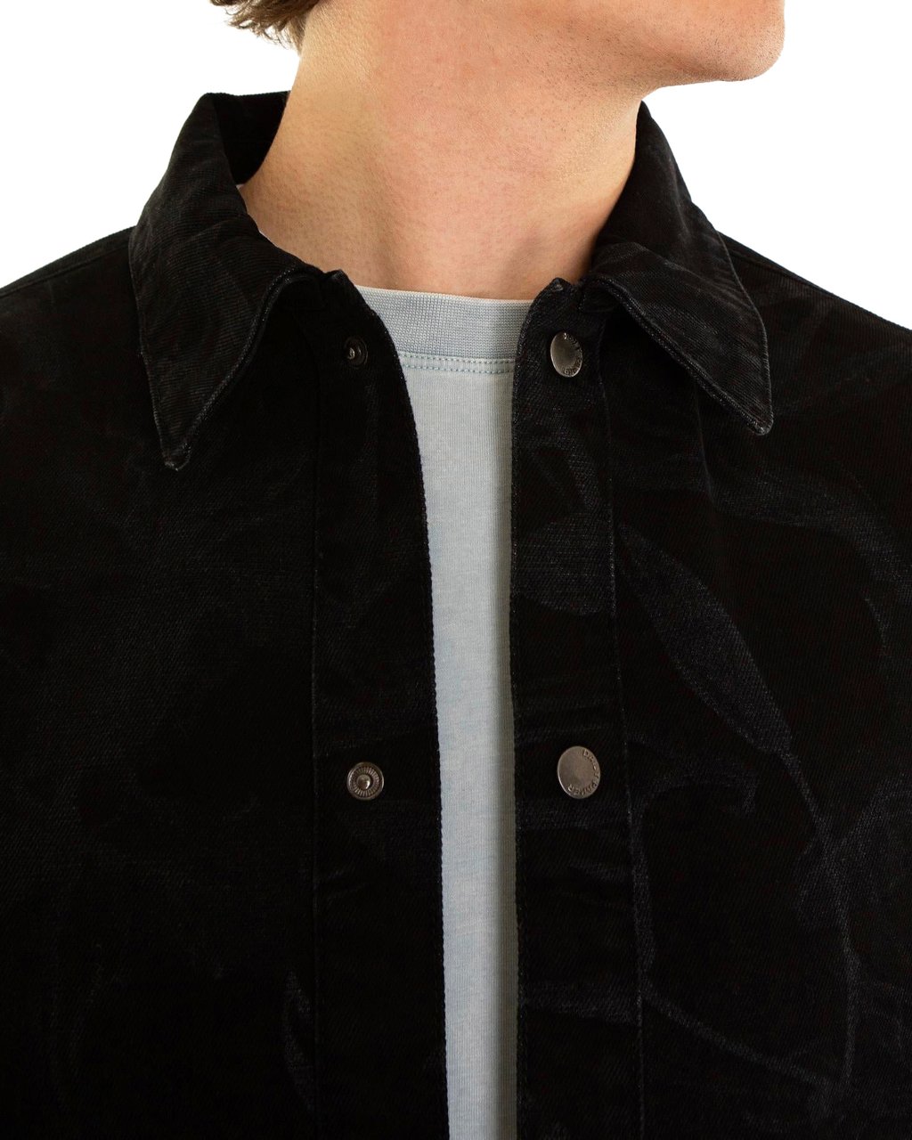 Daily Paper Heren Floral Lasar Demin Shirt Zwart Zwart