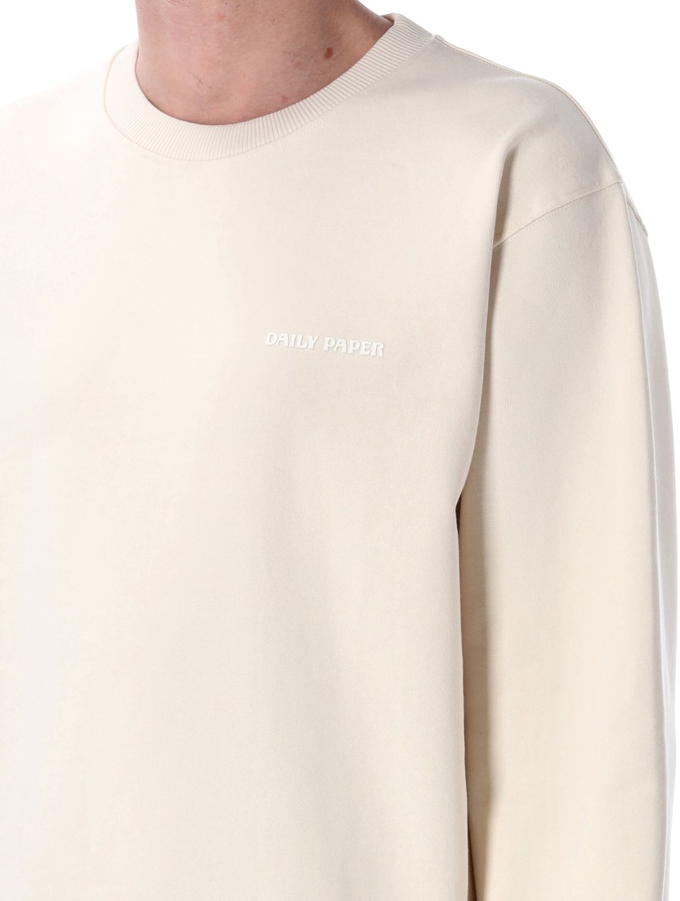 Daily Paper Crewneck Script Logo Gardenia Ecru Blauw