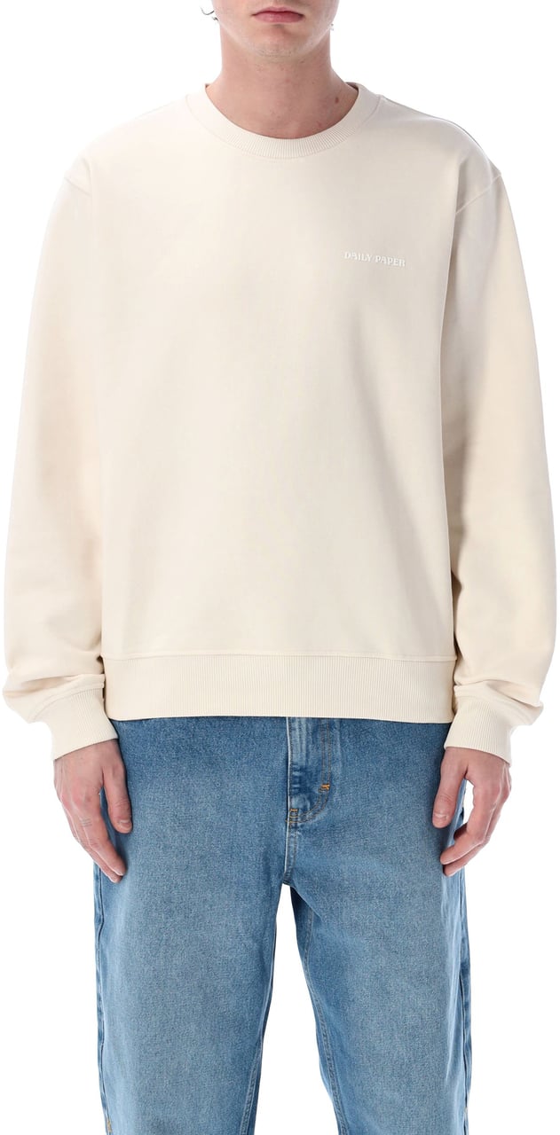 Daily Paper Crewneck Script Logo Gardenia Ecru Blauw