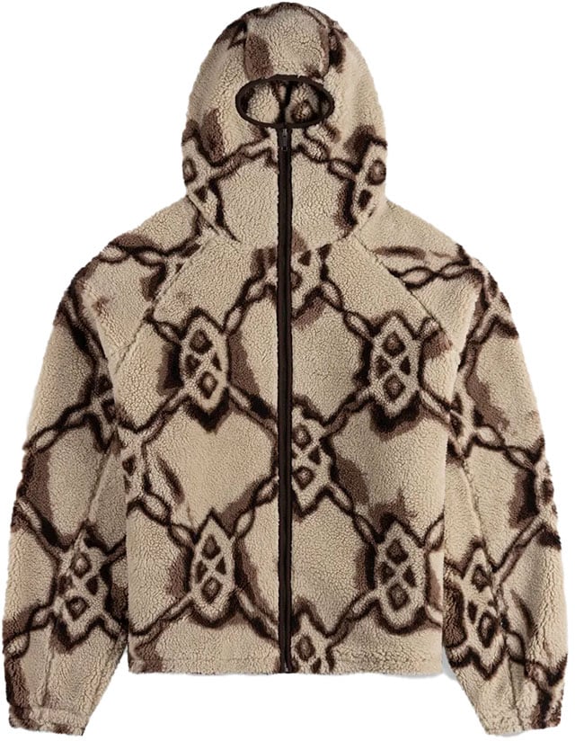 Daily Paper off white burned shield sherpa jacket Beige
