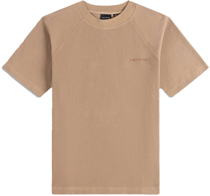 Daily Paper irish cream waffle boxy t shirt Beige