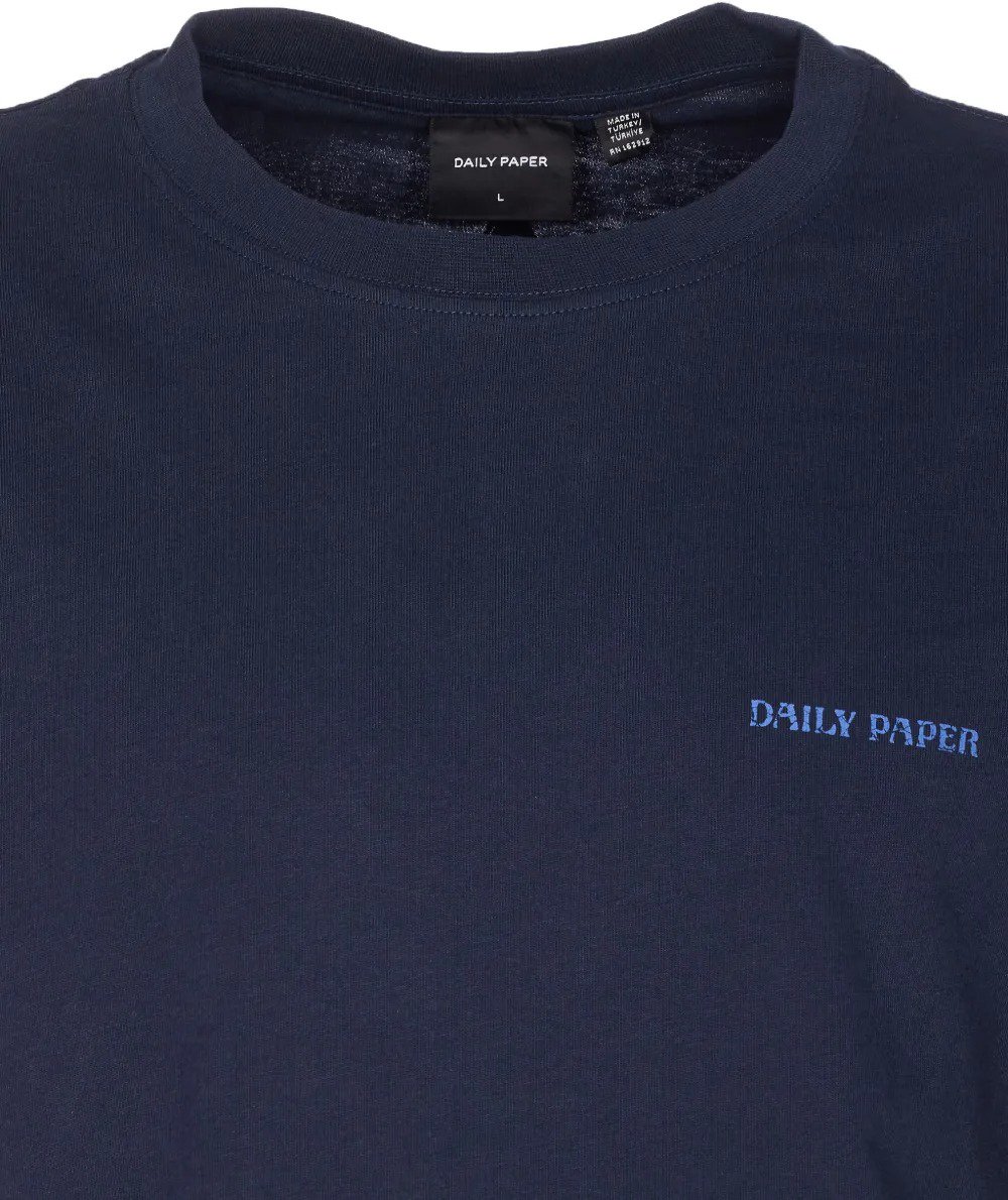 Daily Paper sky captain blue candle label boxy t shirt Blauw