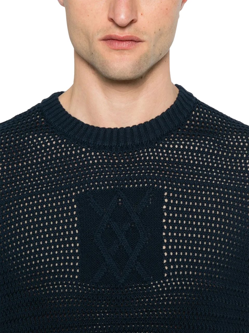 Daily Paper t shirt crochete bleu marine Blauw