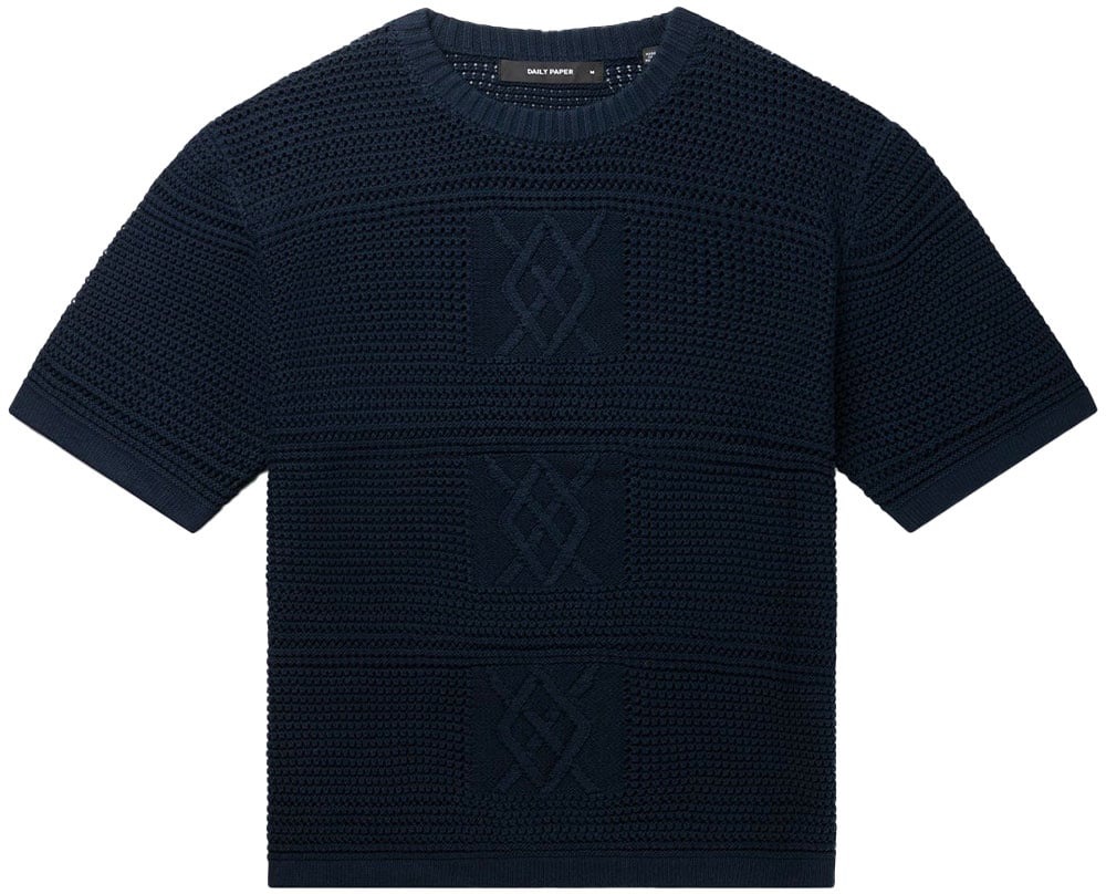 Daily Paper t shirt crochete bleu marine Blauw