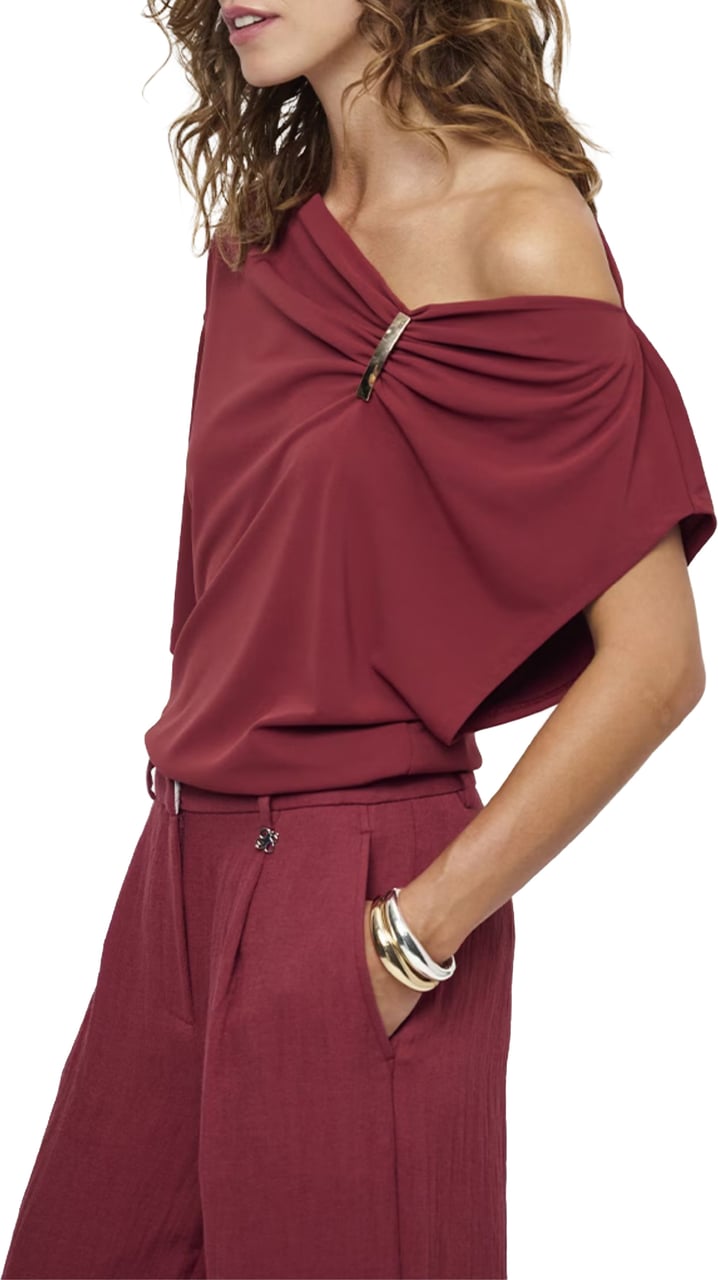 Dante6 Dante 6 Gou Embellished Drapey Top Tops Bordeaux 261481 Rood
