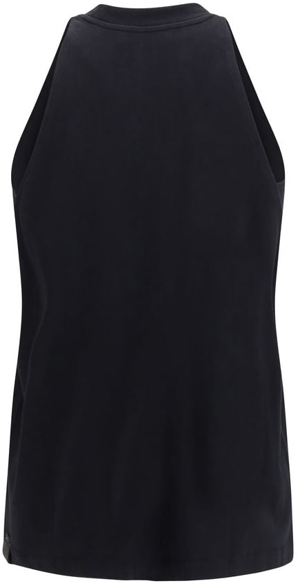 Darkpark Black Cotton Sleeveles T-Shirt Zwart