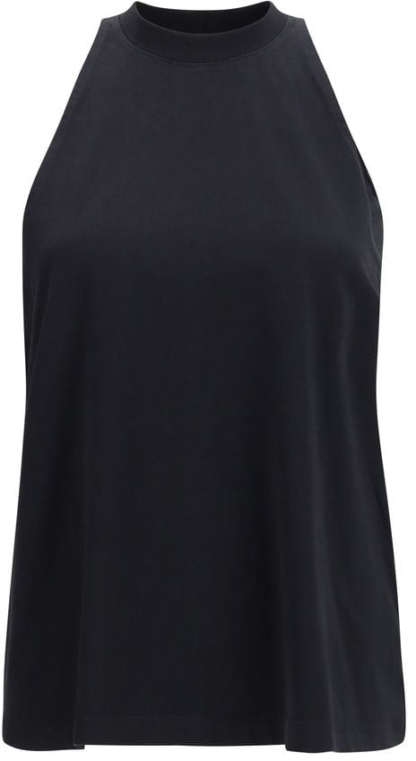 Darkpark Black Cotton Sleeveles T-Shirt Zwart
