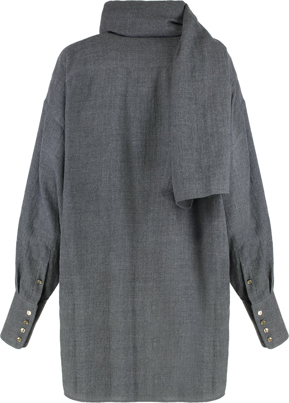 DARKPARK Georgia shirt with removable wool scarf Grijs