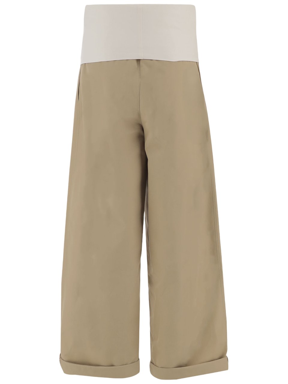 DARKPARK Wide-Leg Cropped Cotton Pants with Turn-Up Hem Groen