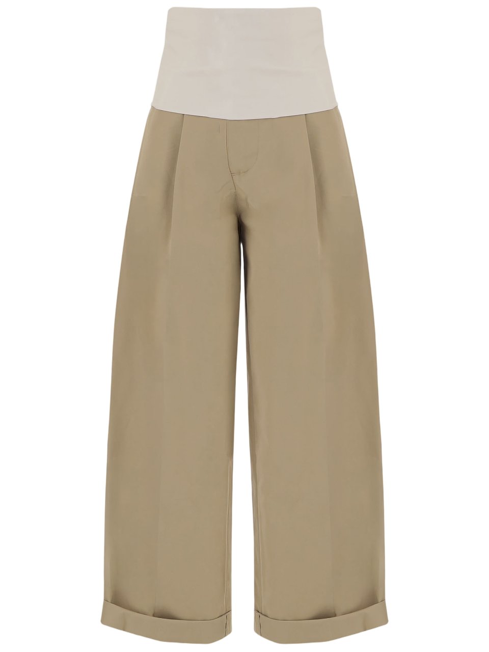 DARKPARK Wide-Leg Cropped Cotton Pants with Turn-Up Hem Groen