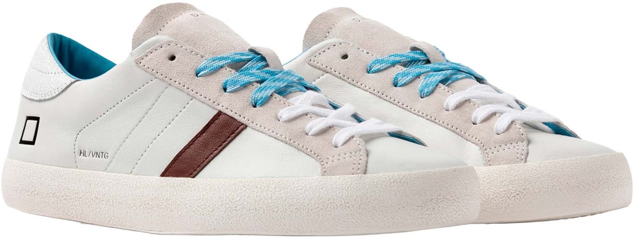 D.A.T.E. Sneakers White-Turquoise Wit