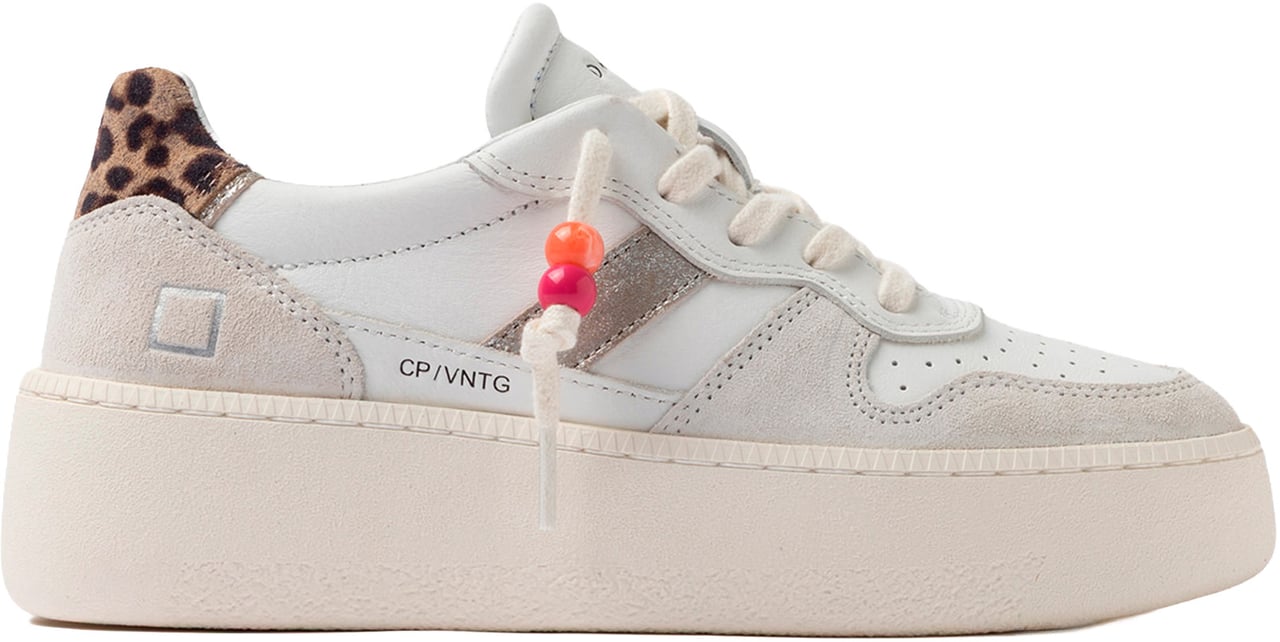 D.A.T.E. Sneakers White-Leopard Wit