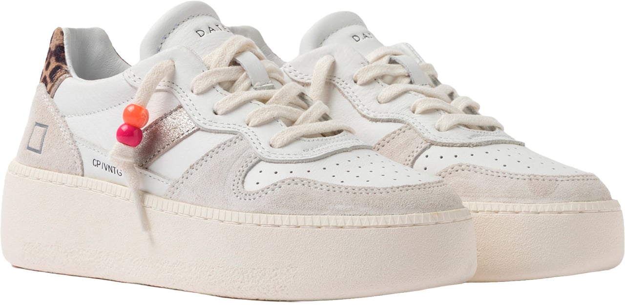 D.A.T.E. Sneakers White-Leopard Wit