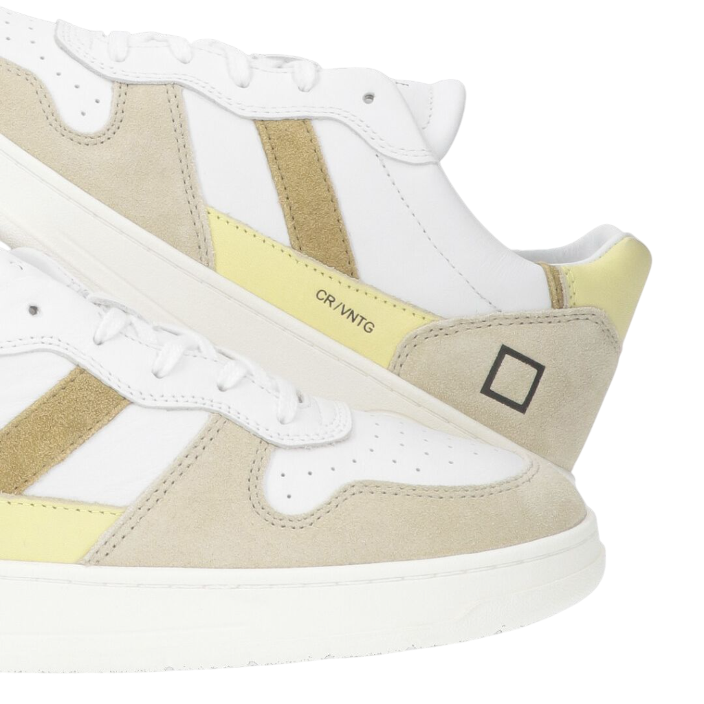D.A.T.E. Sneaker court 2.0 vintage calf bianco-giallo Groen