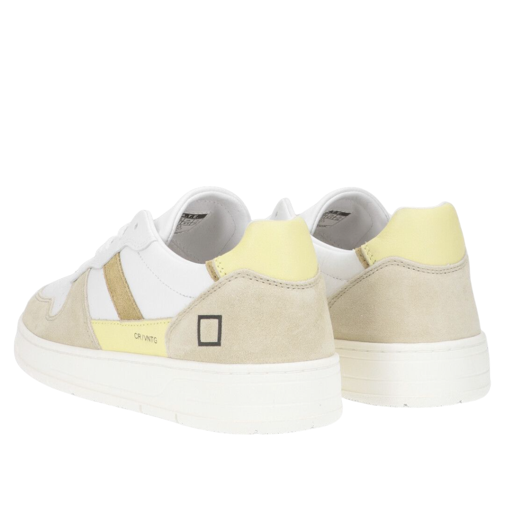 D.A.T.E. Sneaker court 2.0 vintage calf bianco-giallo Groen