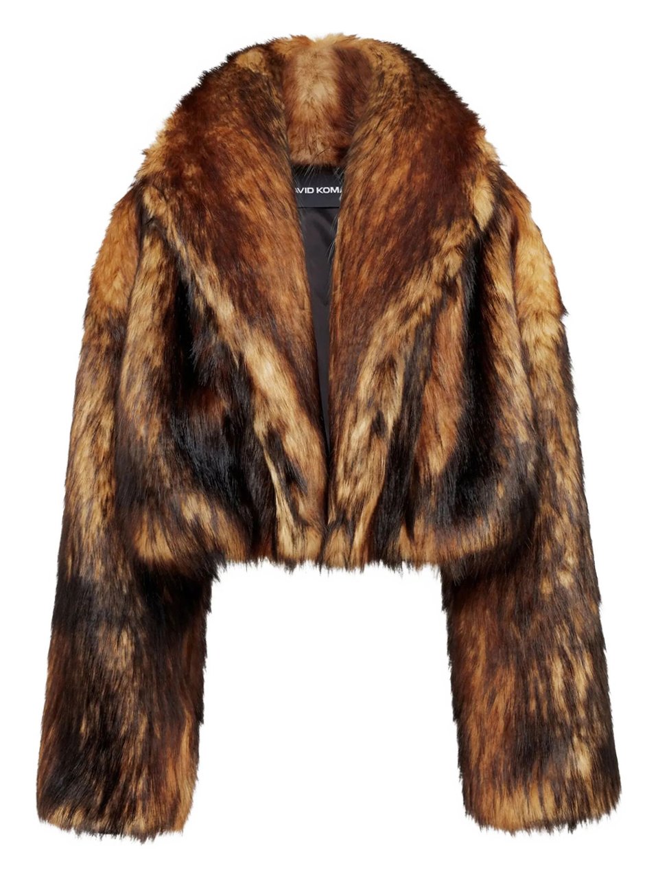 David Koma Brown Oversized Cropped Faux Fur Bomber Jacket Bruin