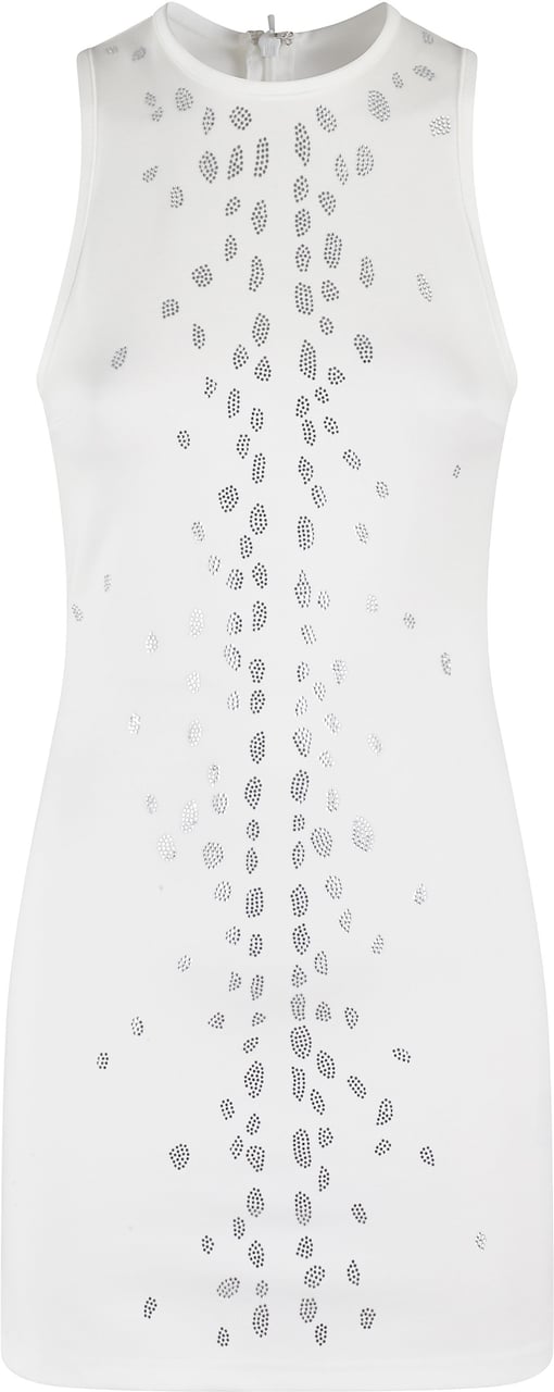 David Koma White Silver Rhinestone Mini Dress Wit