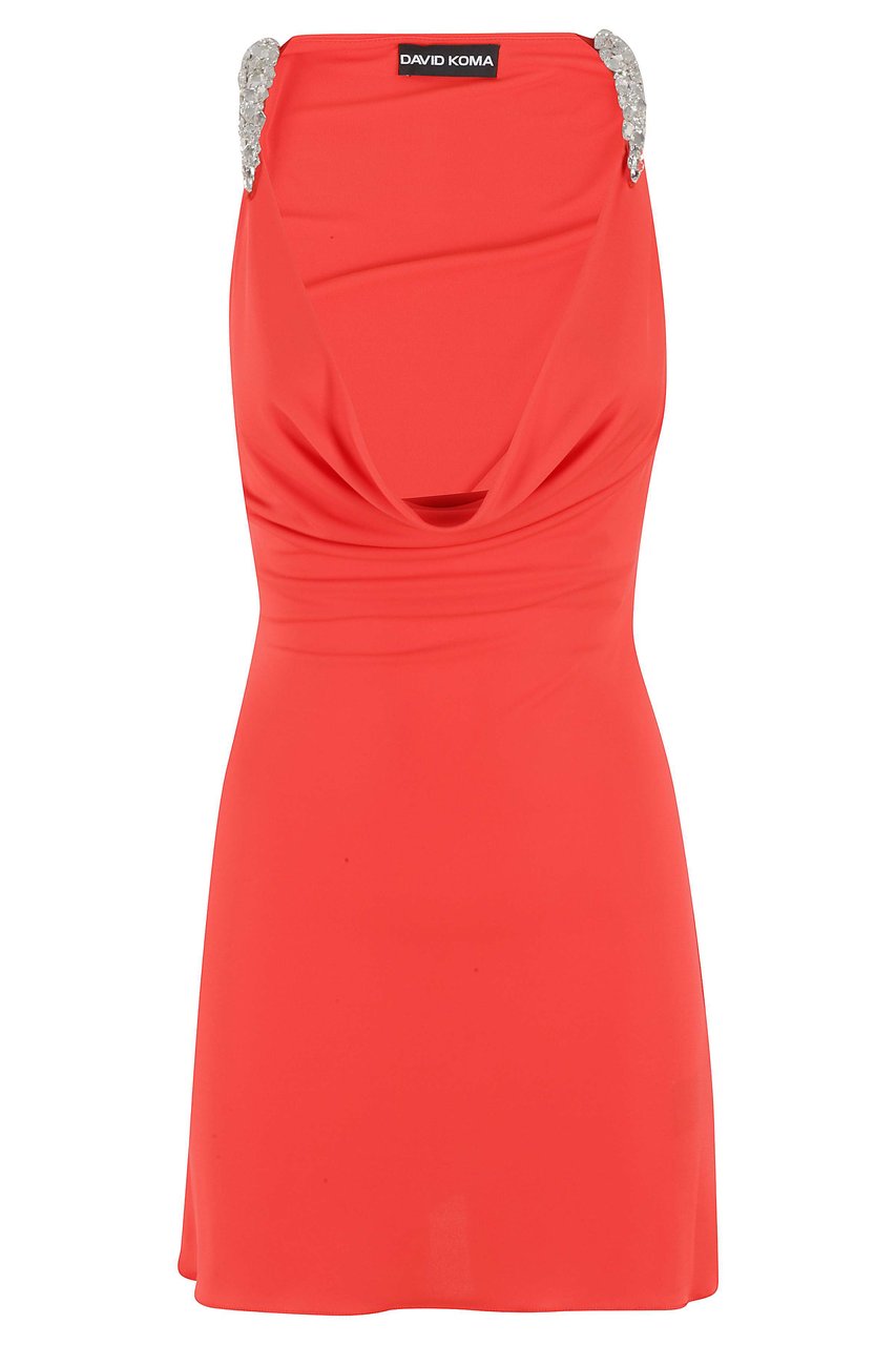 David Koma Orange Jeweled Mini Dress Rood